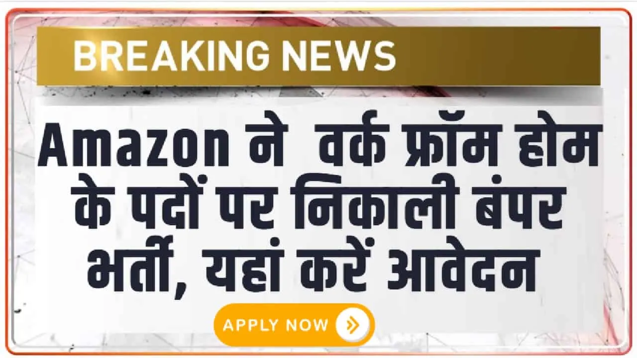 Amazon Work Form Home || Amazon ने  वर्क फ्रॉम होम के पदों पर निकाली बंपर भर्ती, यहां करें आवेदन 