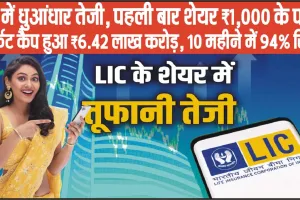 LIC Share Price || LIC में धुआंधार तेजी, पहली बार शेयर ₹1,000 के पार, मार्केट कैप हुआ ₹6.42 लाख करोड़, 10 महीने में 94% रिटर्न